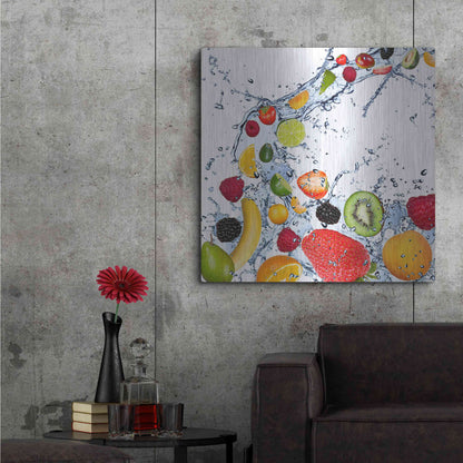 Luxe Metal Art 'Fruit Splash II' Metal Wall Art,36x36
