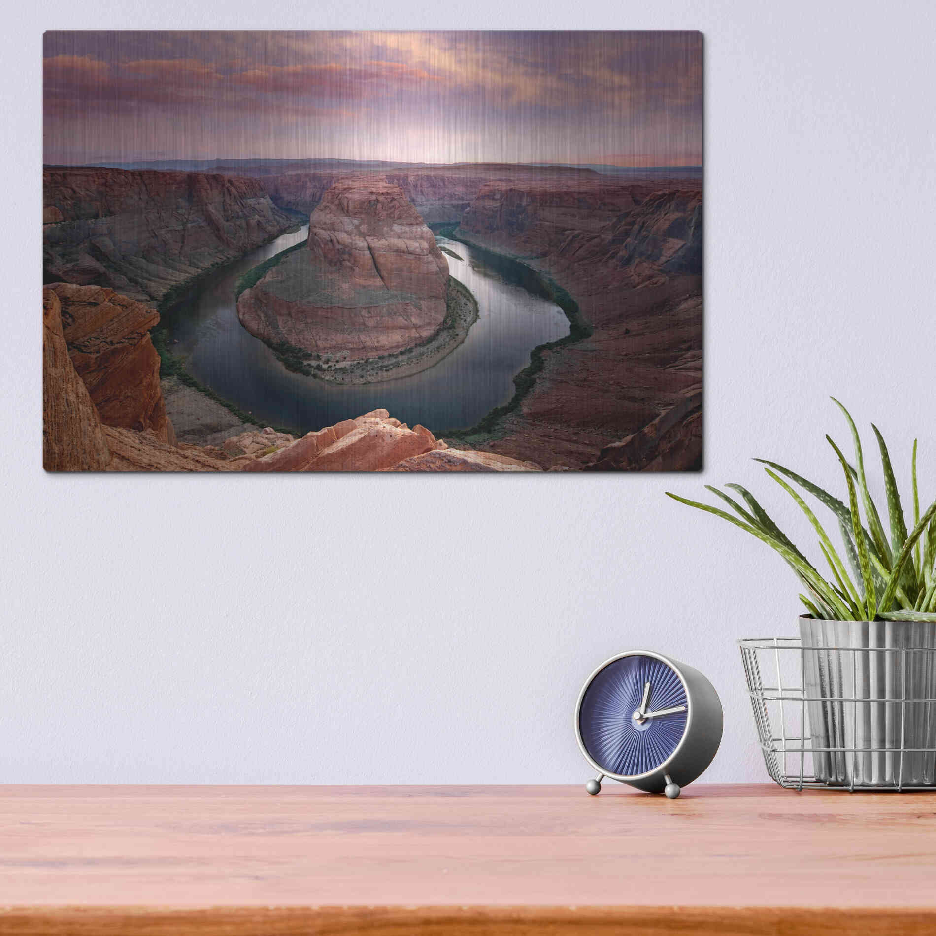 Luxe Metal Art 'Horseshoe Bend Dusk' by Mike Jones, Metal Wall Art,16x12