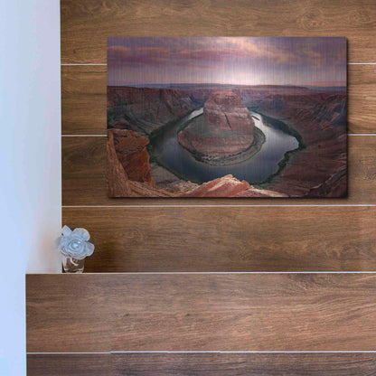 Luxe Metal Art 'Horseshoe Bend Dusk' by Mike Jones, Metal Wall Art,16x12