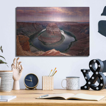 Luxe Metal Art 'Horseshoe Bend Dusk' by Mike Jones, Metal Wall Art,16x12