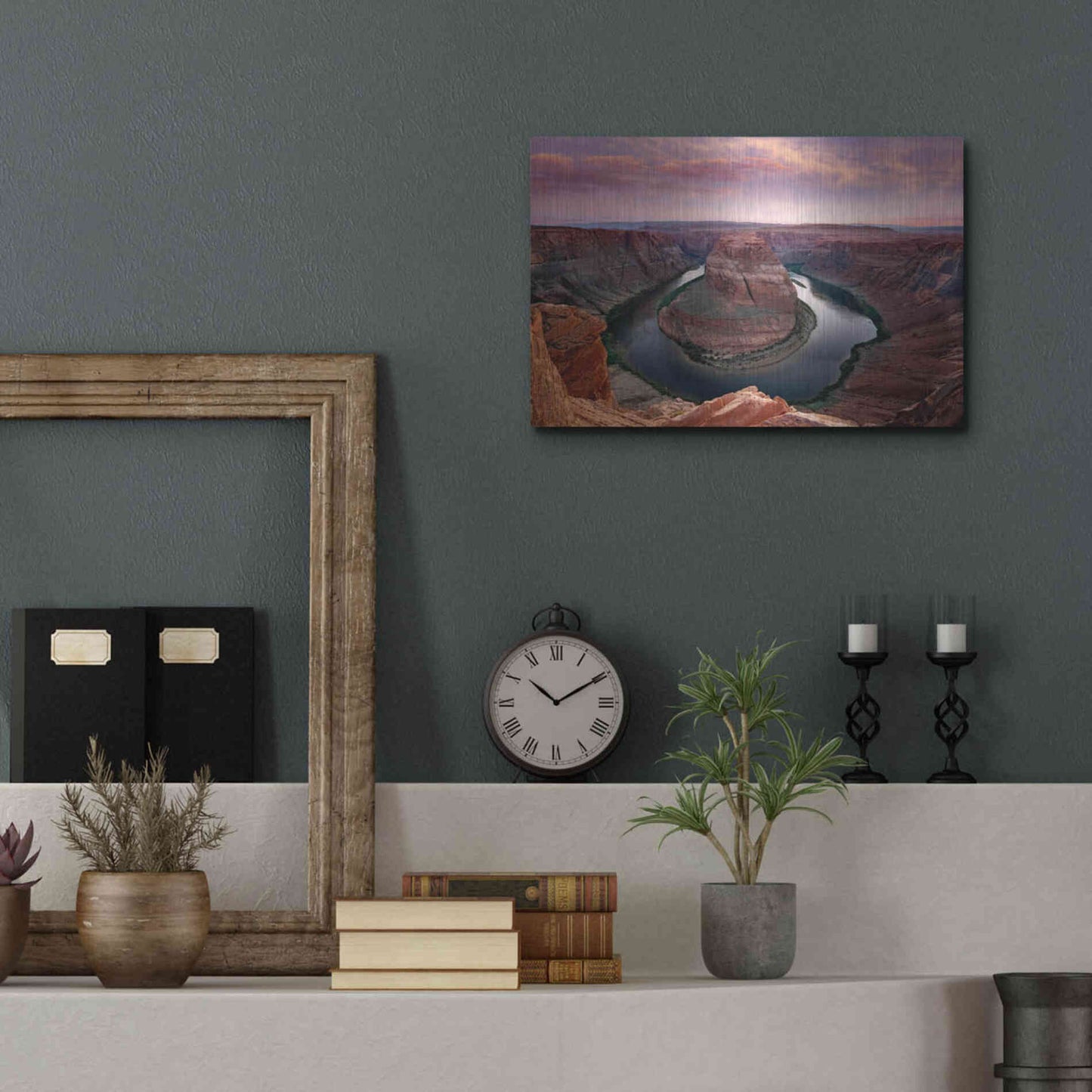 Luxe Metal Art 'Horseshoe Bend Dusk' by Mike Jones, Metal Wall Art,16x12