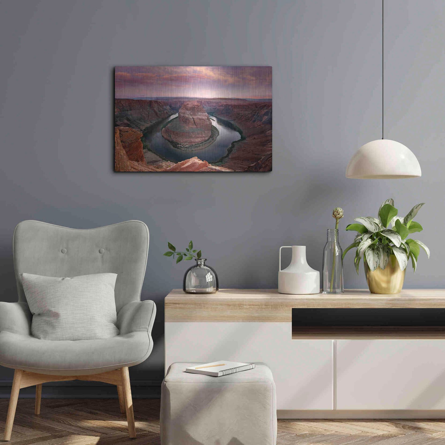 Luxe Metal Art 'Horseshoe Bend Dusk' by Mike Jones, Metal Wall Art,24x16