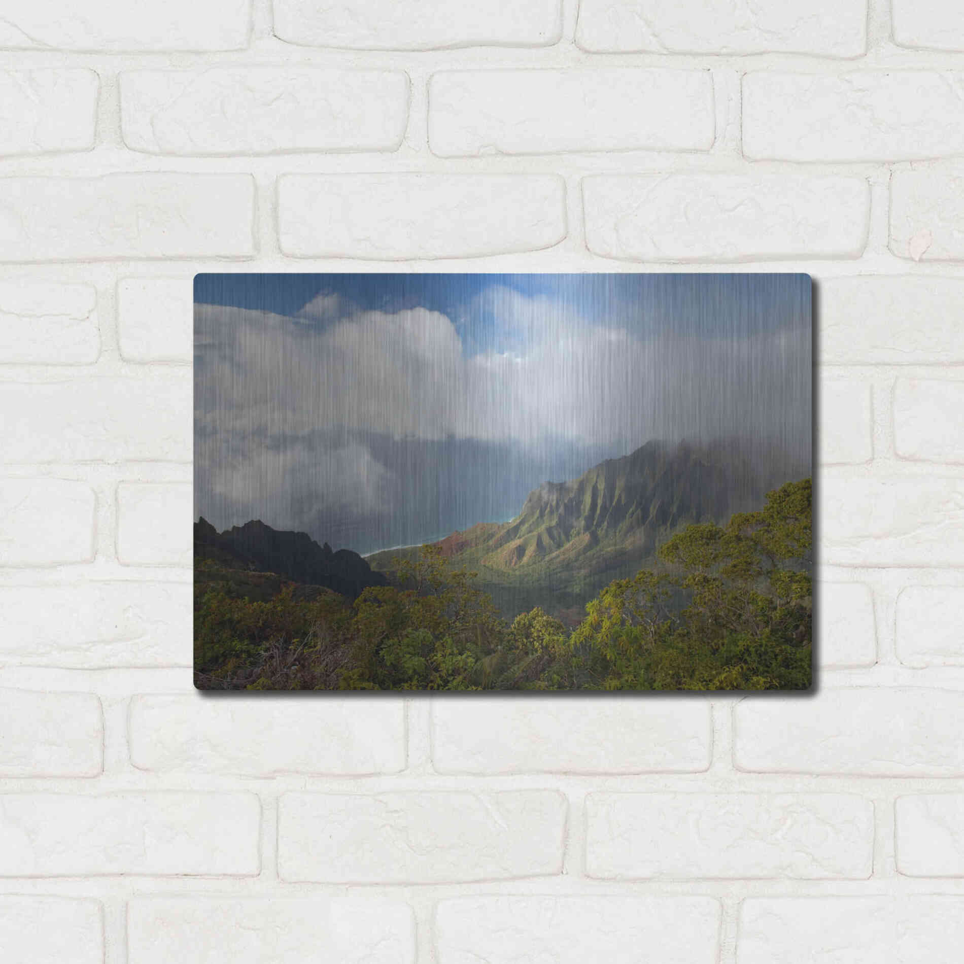 Luxe Metal Art 'Kauai Kalalou Canyon' by Mike Jones, Metal Wall Art,16x12