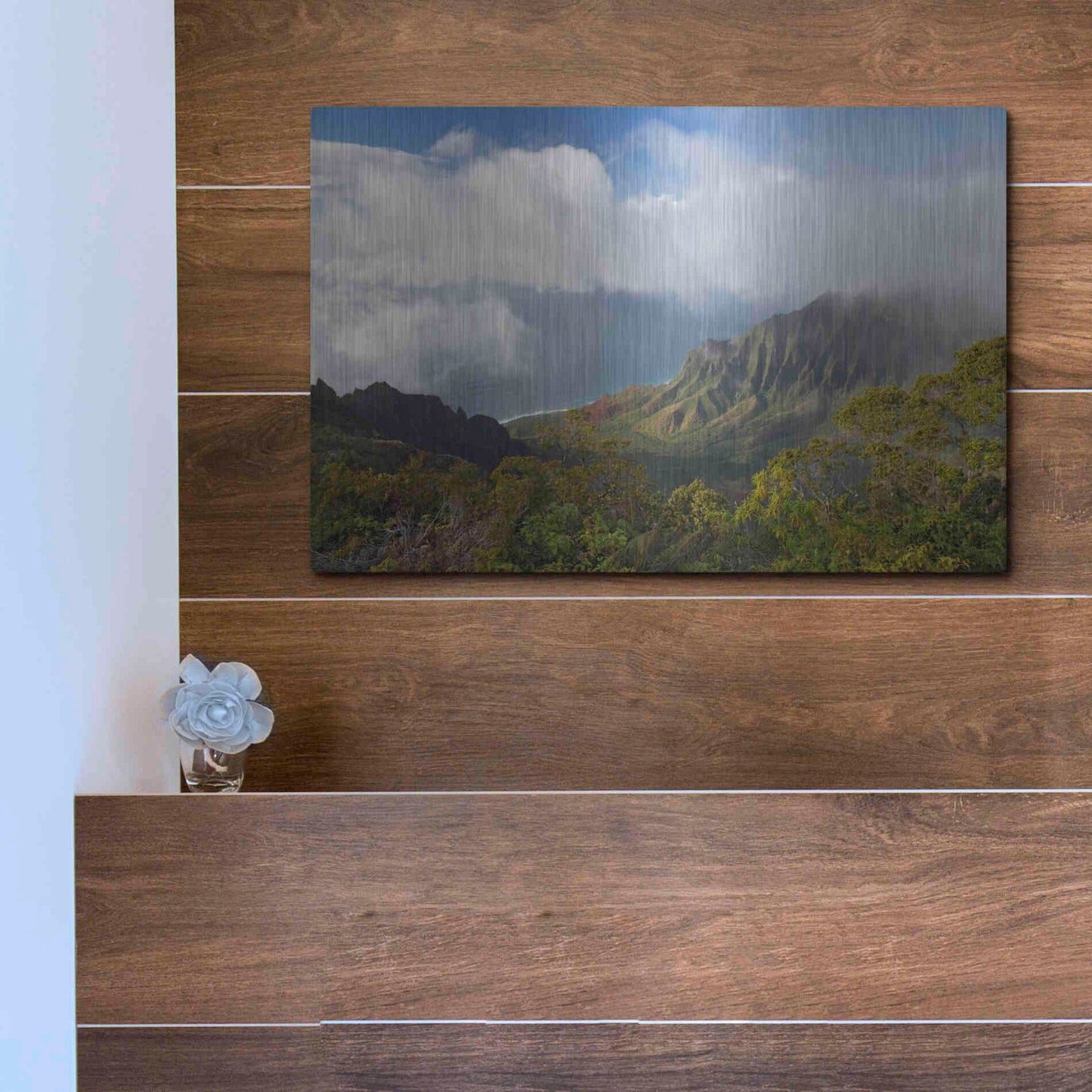 Luxe Metal Art 'Kauai Kalalou Canyon' by Mike Jones, Metal Wall Art,16x12