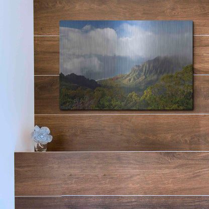 Luxe Metal Art 'Kauai Kalalou Canyon' by Mike Jones, Metal Wall Art,16x12