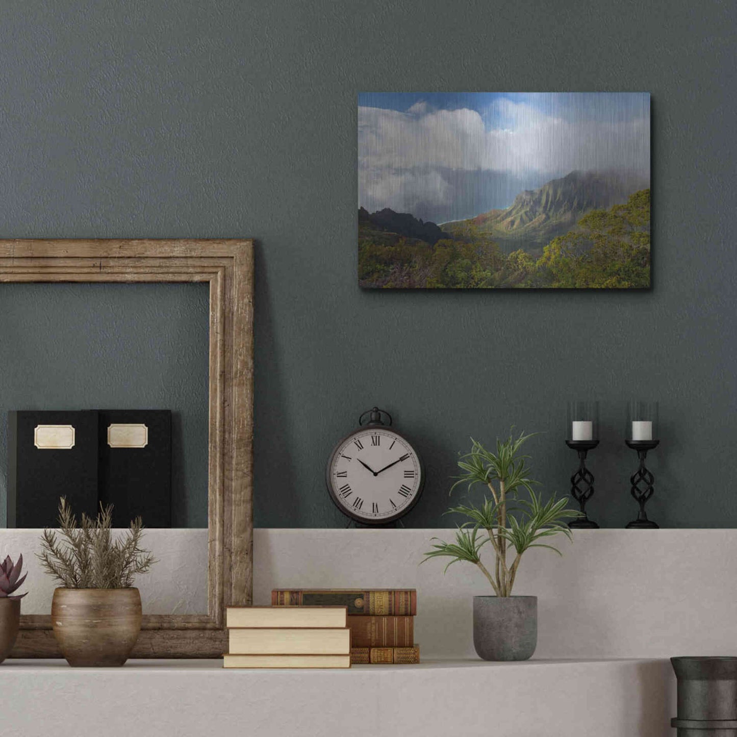 Luxe Metal Art 'Kauai Kalalou Canyon' by Mike Jones, Metal Wall Art,16x12