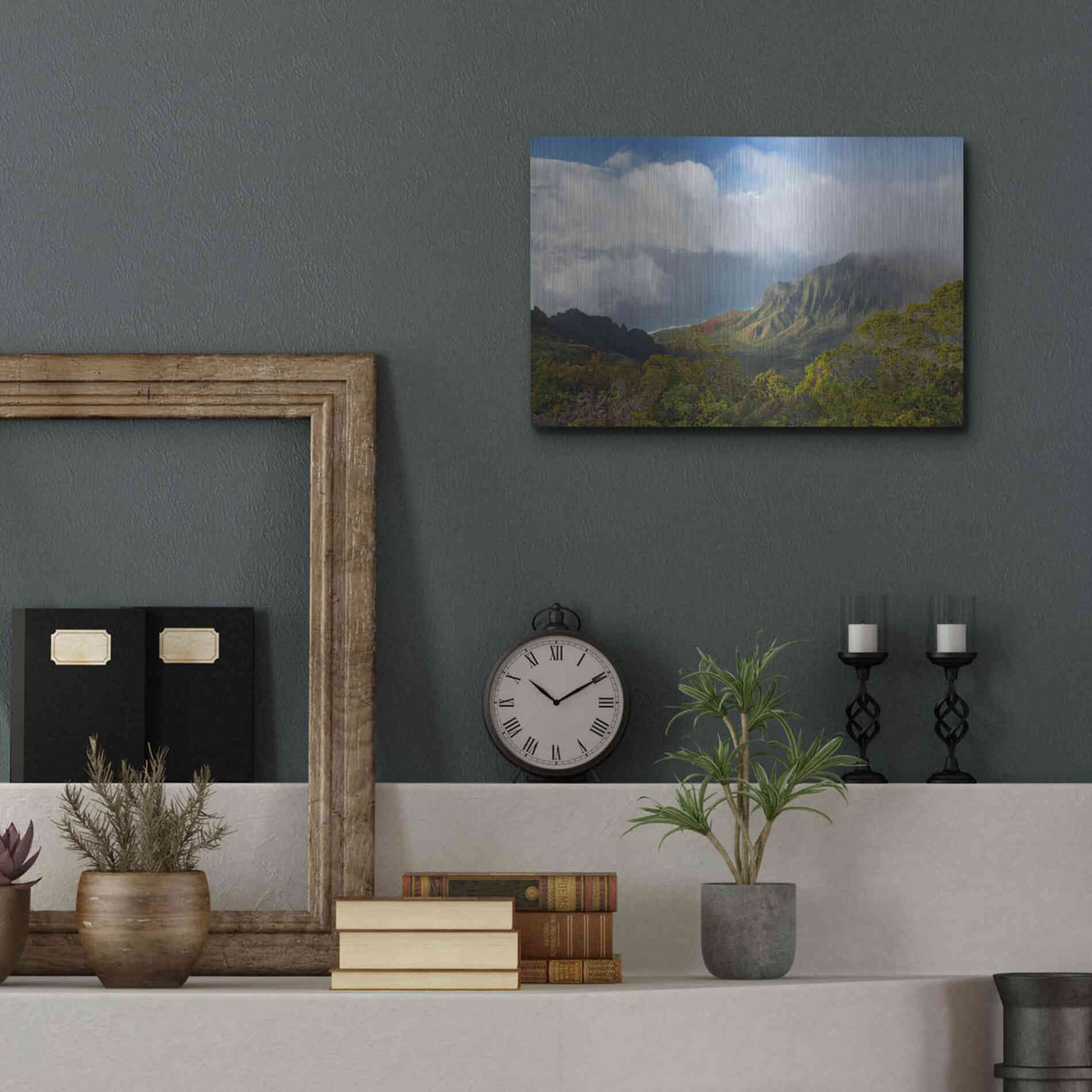 Luxe Metal Art 'Kauai Kalalou Canyon' by Mike Jones, Metal Wall Art,16x12