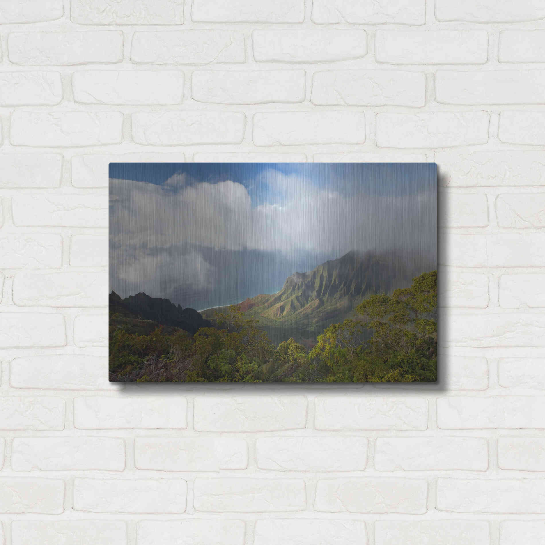 Luxe Metal Art 'Kauai Kalalou Canyon' by Mike Jones, Metal Wall Art,24x16