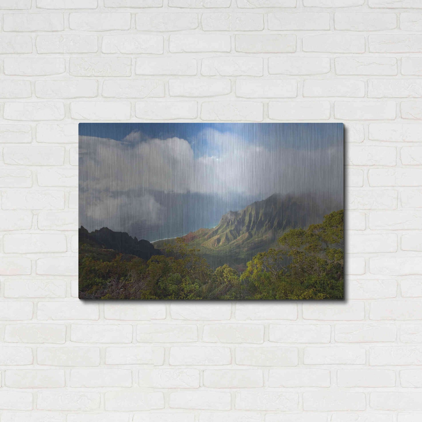 Luxe Metal Art 'Kauai Kalalou Canyon' by Mike Jones, Metal Wall Art,36x24