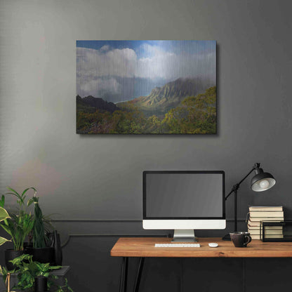 Luxe Metal Art 'Kauai Kalalou Canyon' by Mike Jones, Metal Wall Art,36x24