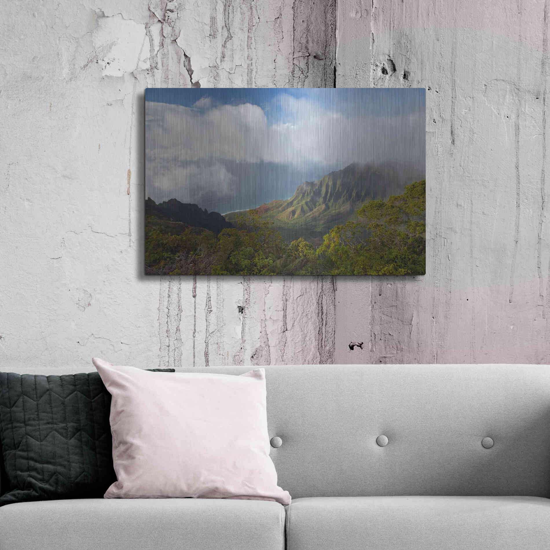 Luxe Metal Art 'Kauai Kalalou Canyon' by Mike Jones, Metal Wall Art,36x24