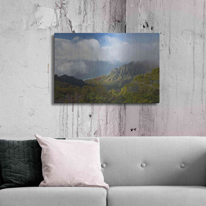 Luxe Metal Art 'Kauai Kalalou Canyon' by Mike Jones, Metal Wall Art,36x24