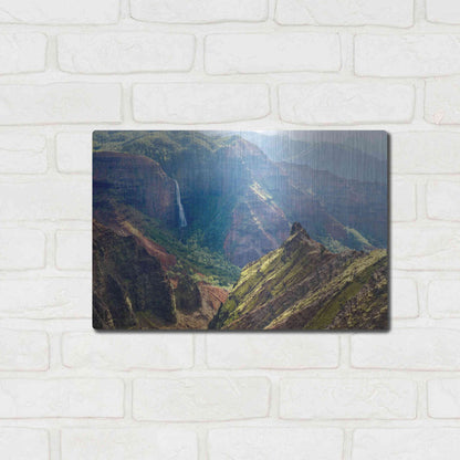 Luxe Metal Art 'Kauai Waimea Canyon Waipoo Falls' by Mike Jones, Metal Wall Art,16x12