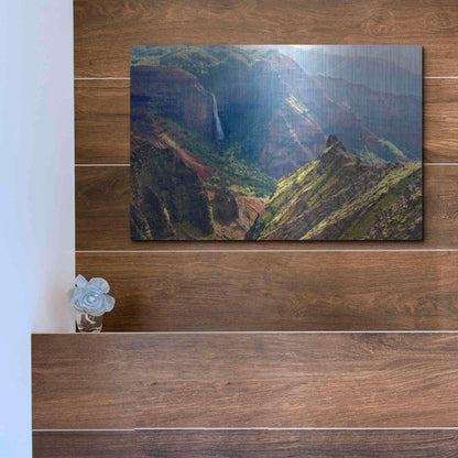 Luxe Metal Art 'Kauai Waimea Canyon Waipoo Falls' by Mike Jones, Metal Wall Art,16x12