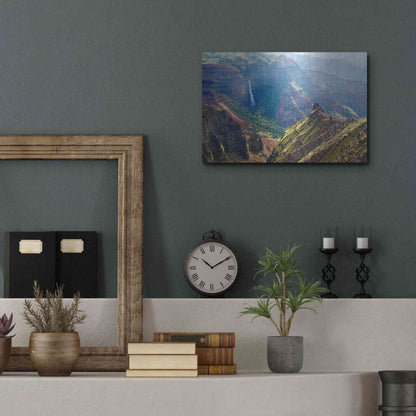 Luxe Metal Art 'Kauai Waimea Canyon Waipoo Falls' by Mike Jones, Metal Wall Art,16x12