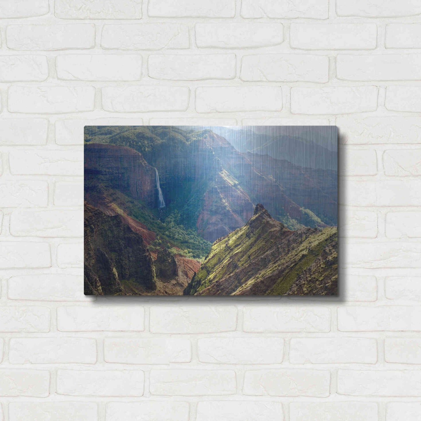 Luxe Metal Art 'Kauai Waimea Canyon Waipoo Falls' by Mike Jones, Metal Wall Art,24x16