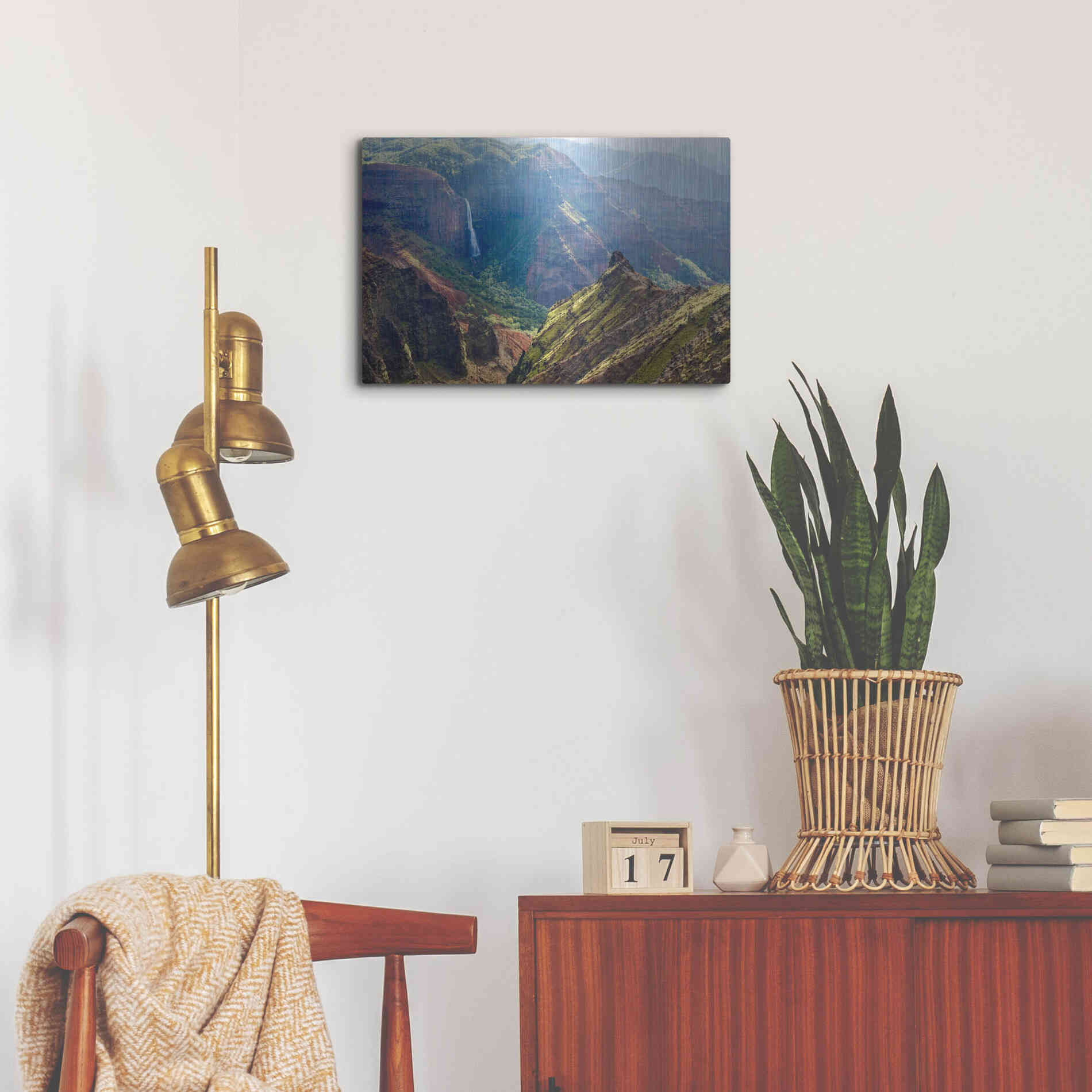 Luxe Metal Art 'Kauai Waimea Canyon Waipoo Falls' by Mike Jones, Metal Wall Art,24x16