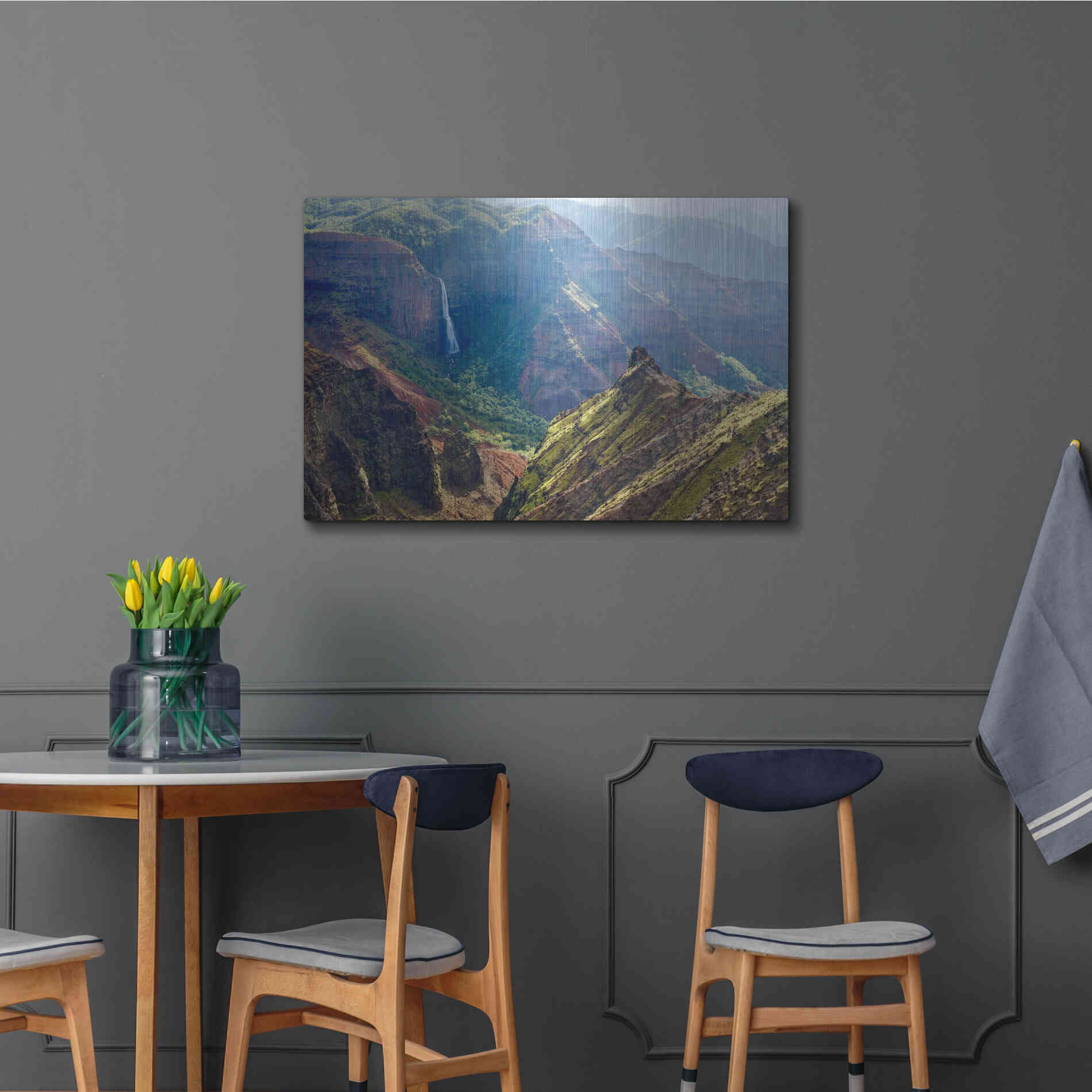 Luxe Metal Art 'Kauai Waimea Canyon Waipoo Falls' by Mike Jones, Metal Wall Art,36x24