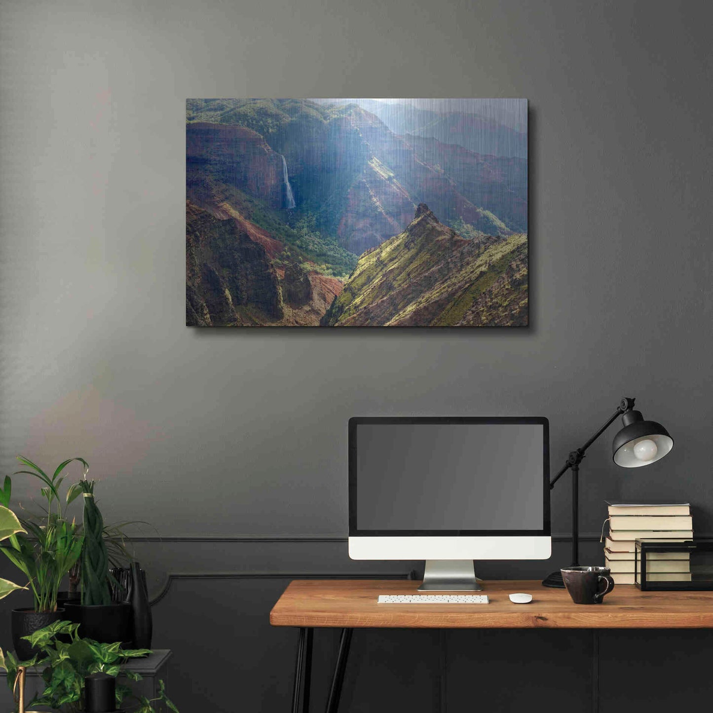 Luxe Metal Art 'Kauai Waimea Canyon Waipoo Falls' by Mike Jones, Metal Wall Art,36x24