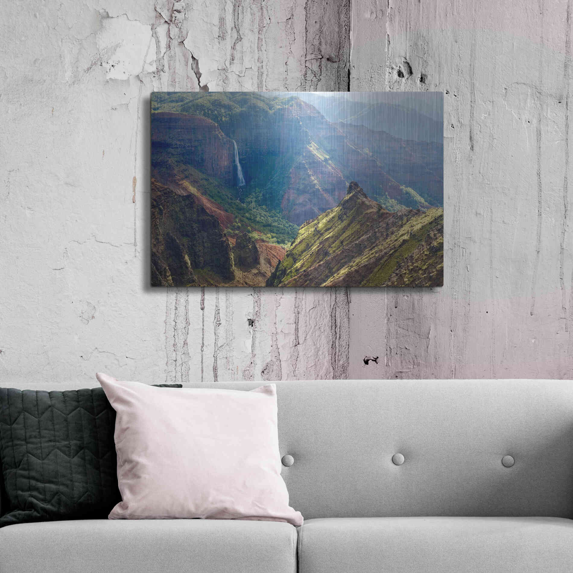 Luxe Metal Art 'Kauai Waimea Canyon Waipoo Falls' by Mike Jones, Metal Wall Art,36x24