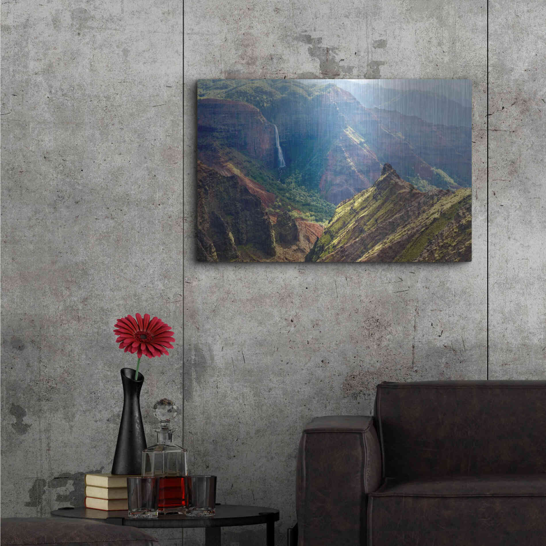 Luxe Metal Art 'Kauai Waimea Canyon Waipoo Falls' by Mike Jones, Metal Wall Art,36x24
