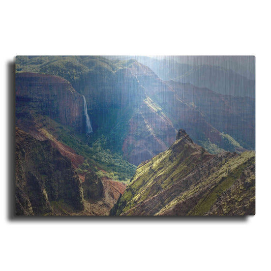 Luxe Metal Art 'Kauai Waimea Canyon Waipoo Falls' by Mike Jones, Metal Wall Art