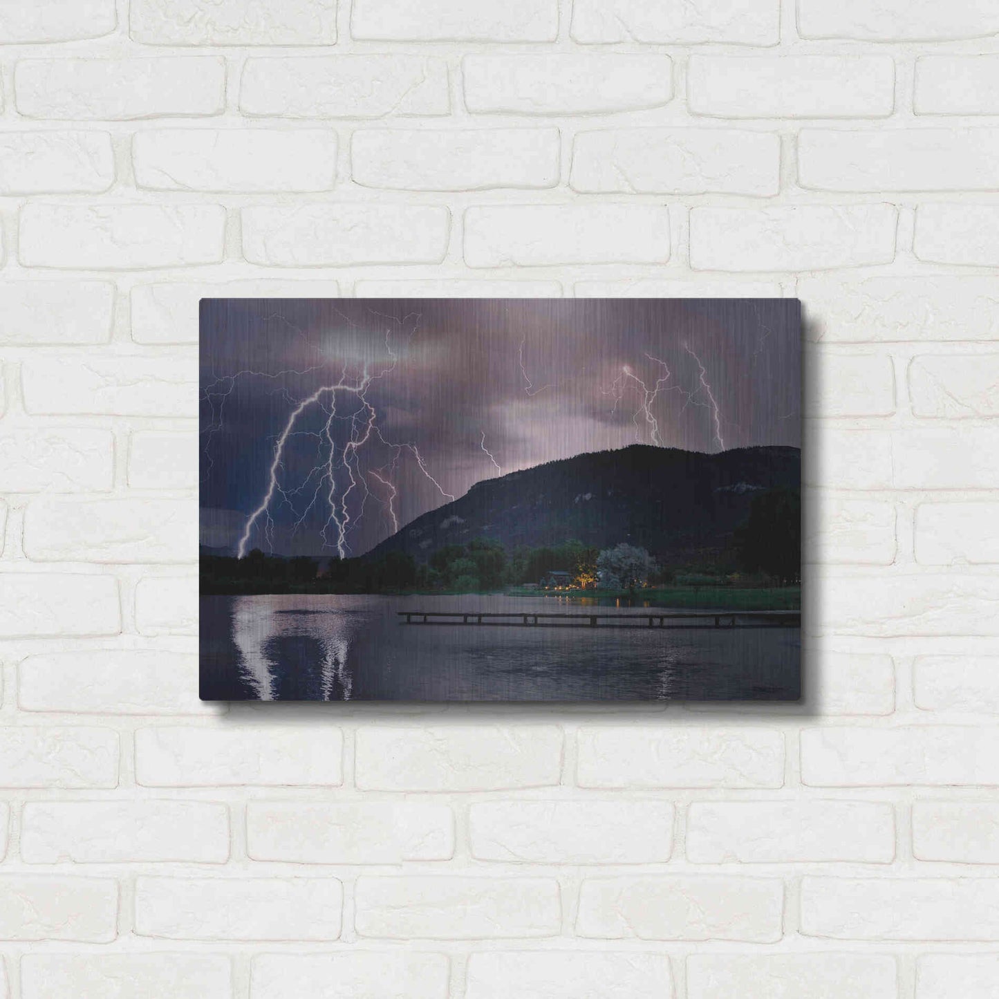 Luxe Metal Art 'Lightning Campground' by Mike Jones, Metal Wall Art,24x16