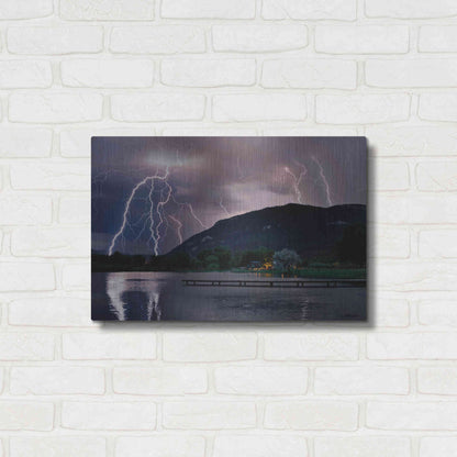 Luxe Metal Art 'Lightning Campground' by Mike Jones, Metal Wall Art,24x16