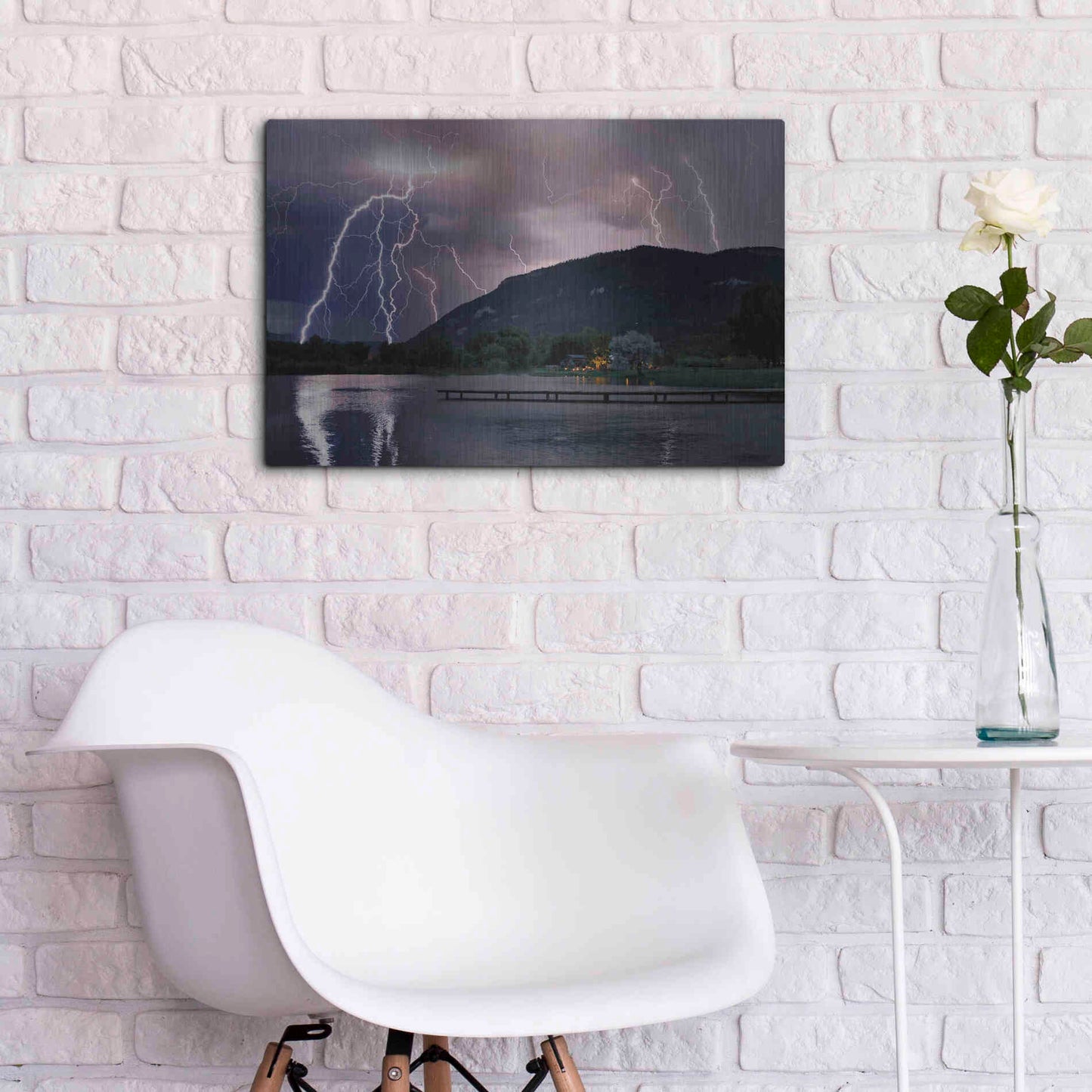 Luxe Metal Art 'Lightning Campground' by Mike Jones, Metal Wall Art,24x16