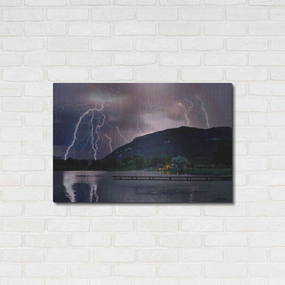 Luxe Metal Art 'Lightning Campground' by Mike Jones, Metal Wall Art,36x24