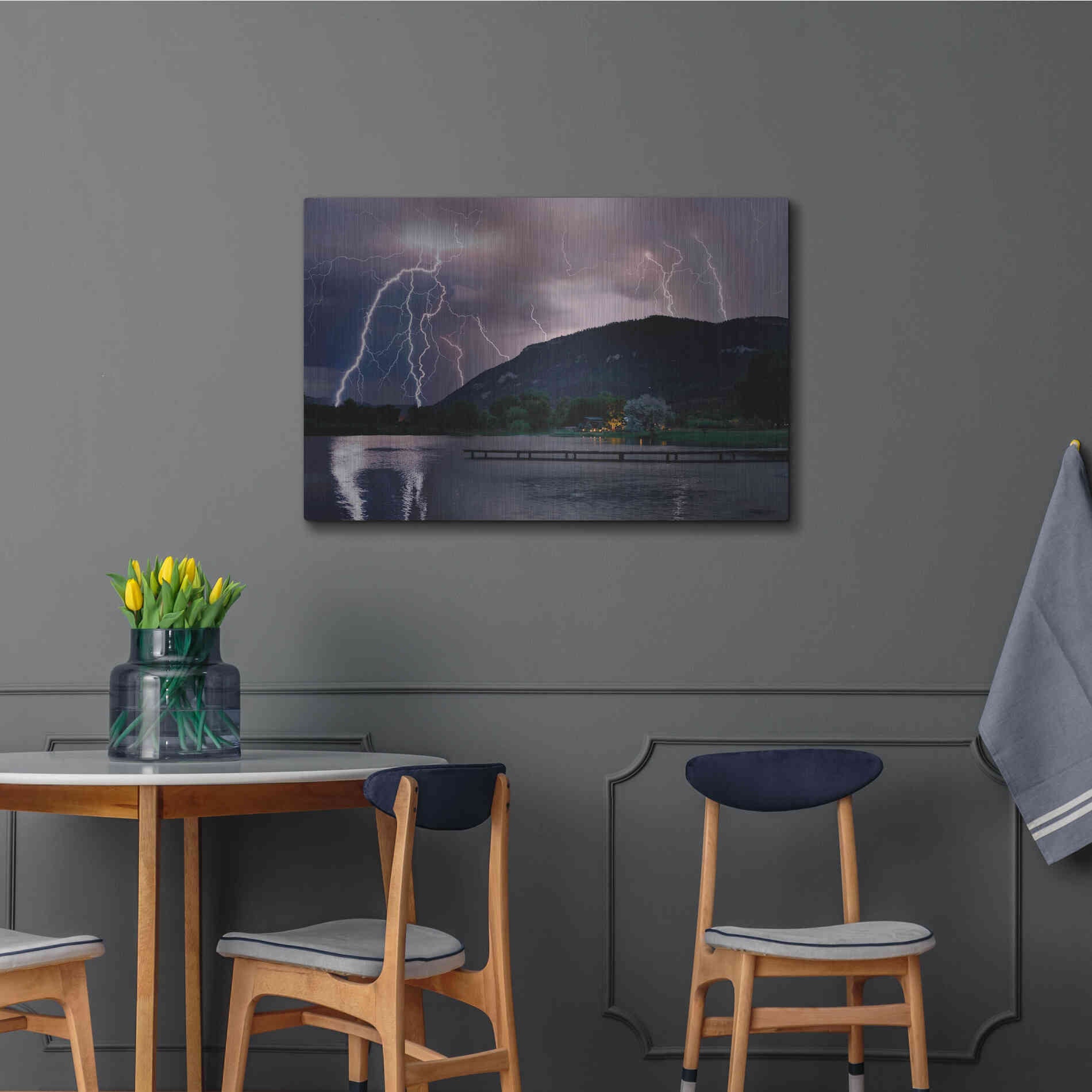 Luxe Metal Art 'Lightning Campground' by Mike Jones, Metal Wall Art,36x24