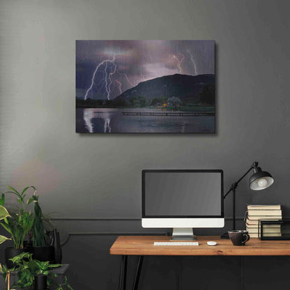 Luxe Metal Art 'Lightning Campground' by Mike Jones, Metal Wall Art,36x24