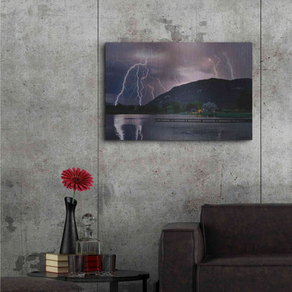 Luxe Metal Art 'Lightning Campground' by Mike Jones, Metal Wall Art,36x24