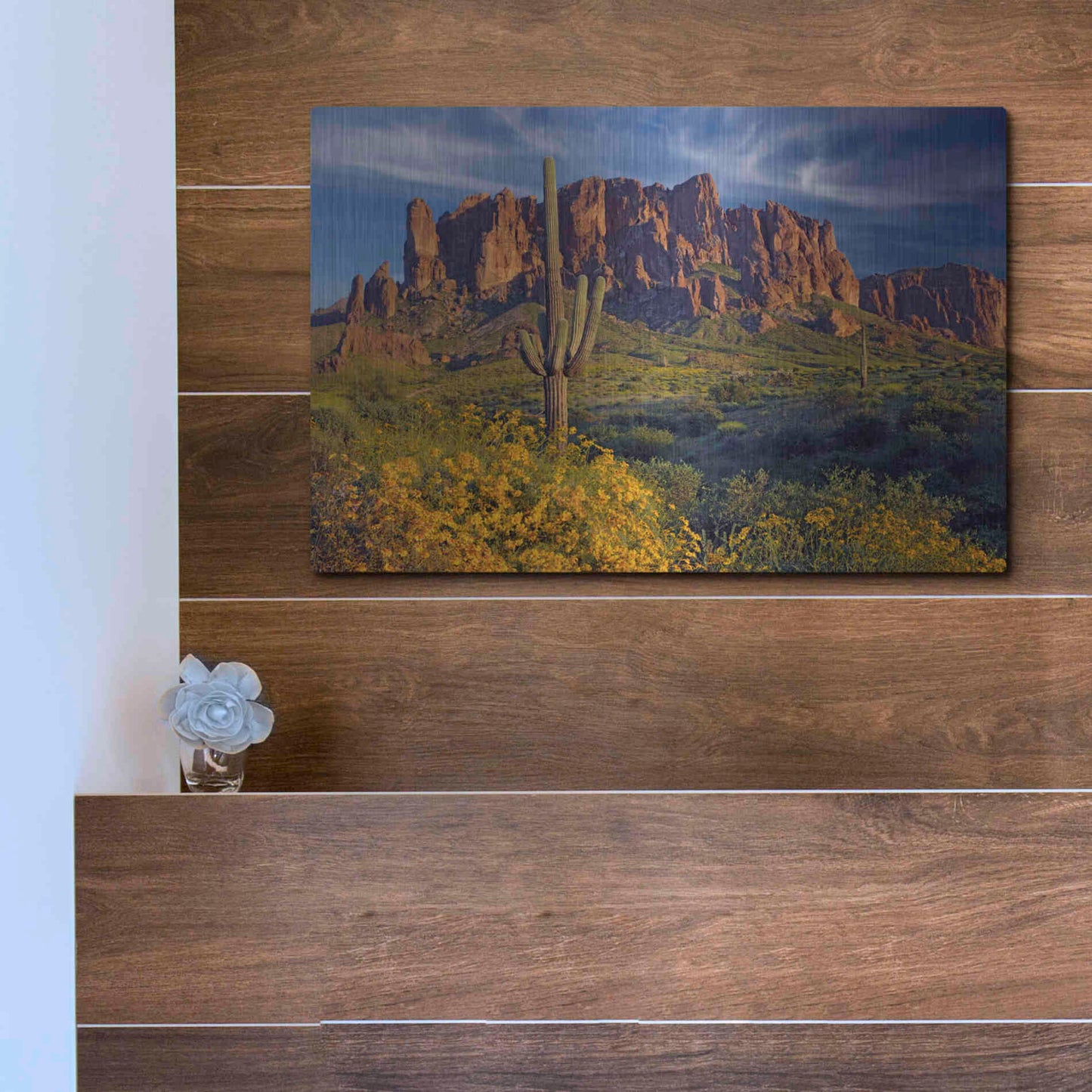 Luxe Metal Art 'Lost Dutchman flowers' by Mike Jones, Metal Wall Art,16x12