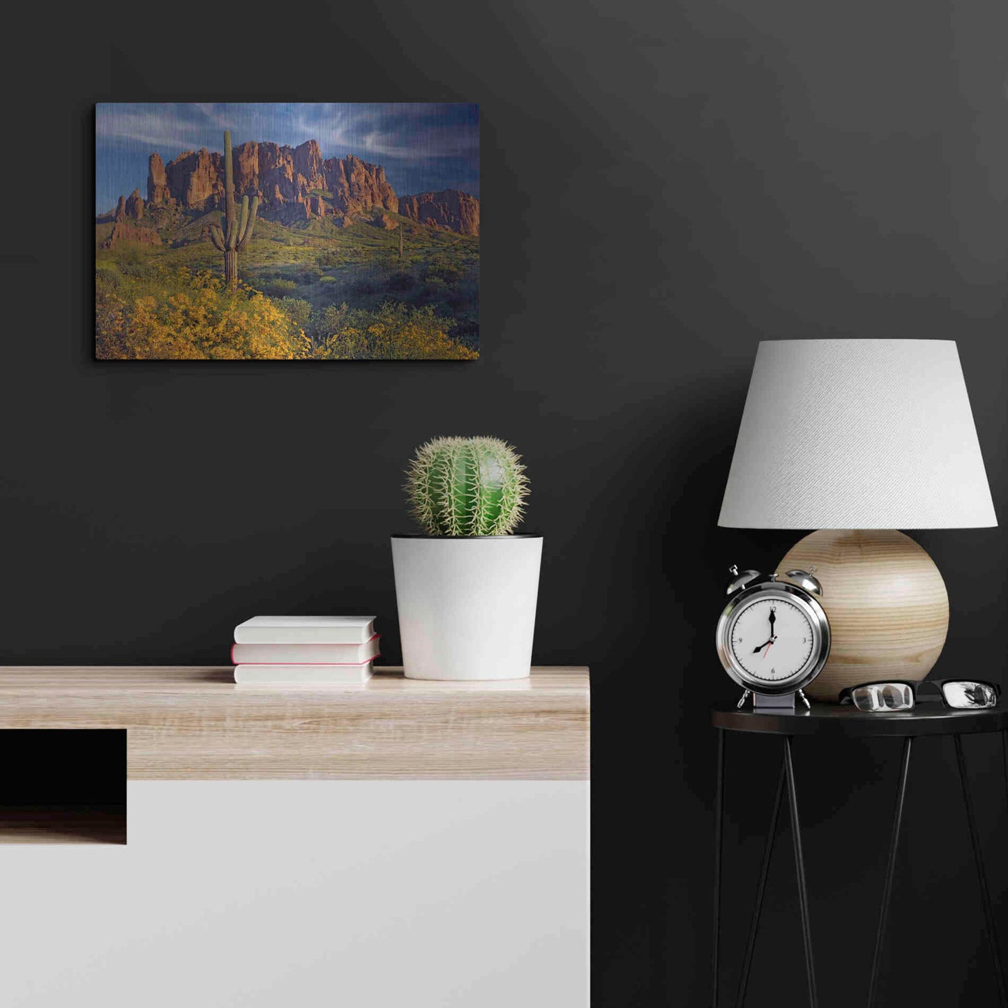 Luxe Metal Art 'Lost Dutchman flowers' by Mike Jones, Metal Wall Art,24x16