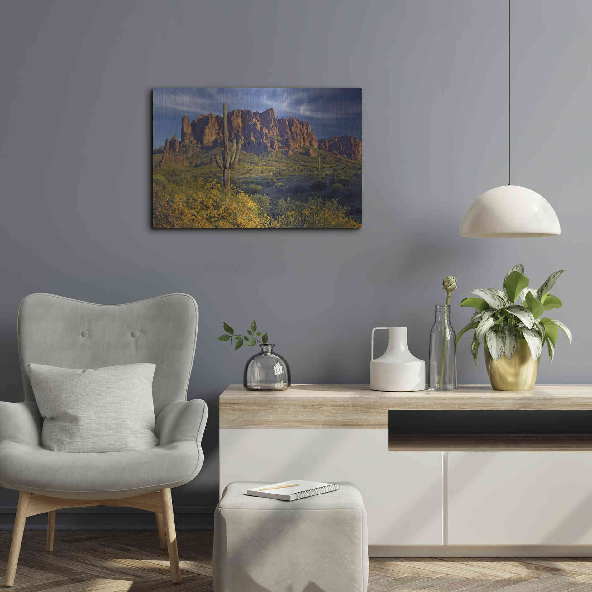 Luxe Metal Art 'Lost Dutchman flowers' by Mike Jones, Metal Wall Art,24x16
