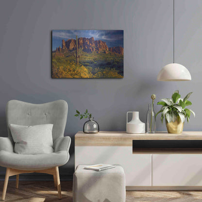 Luxe Metal Art 'Lost Dutchman flowers' by Mike Jones, Metal Wall Art,24x16
