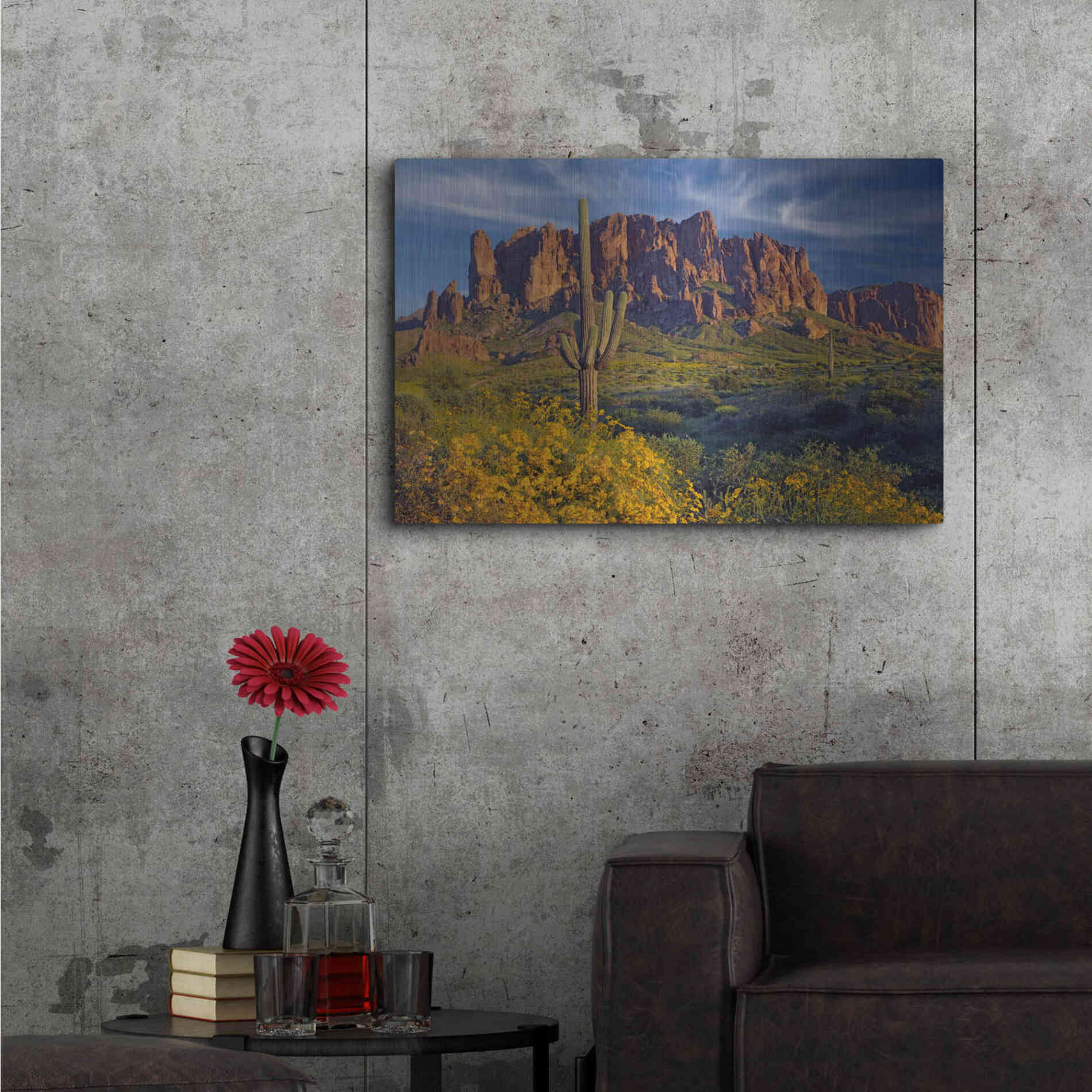 Luxe Metal Art 'Lost Dutchman flowers' by Mike Jones, Metal Wall Art,36x24