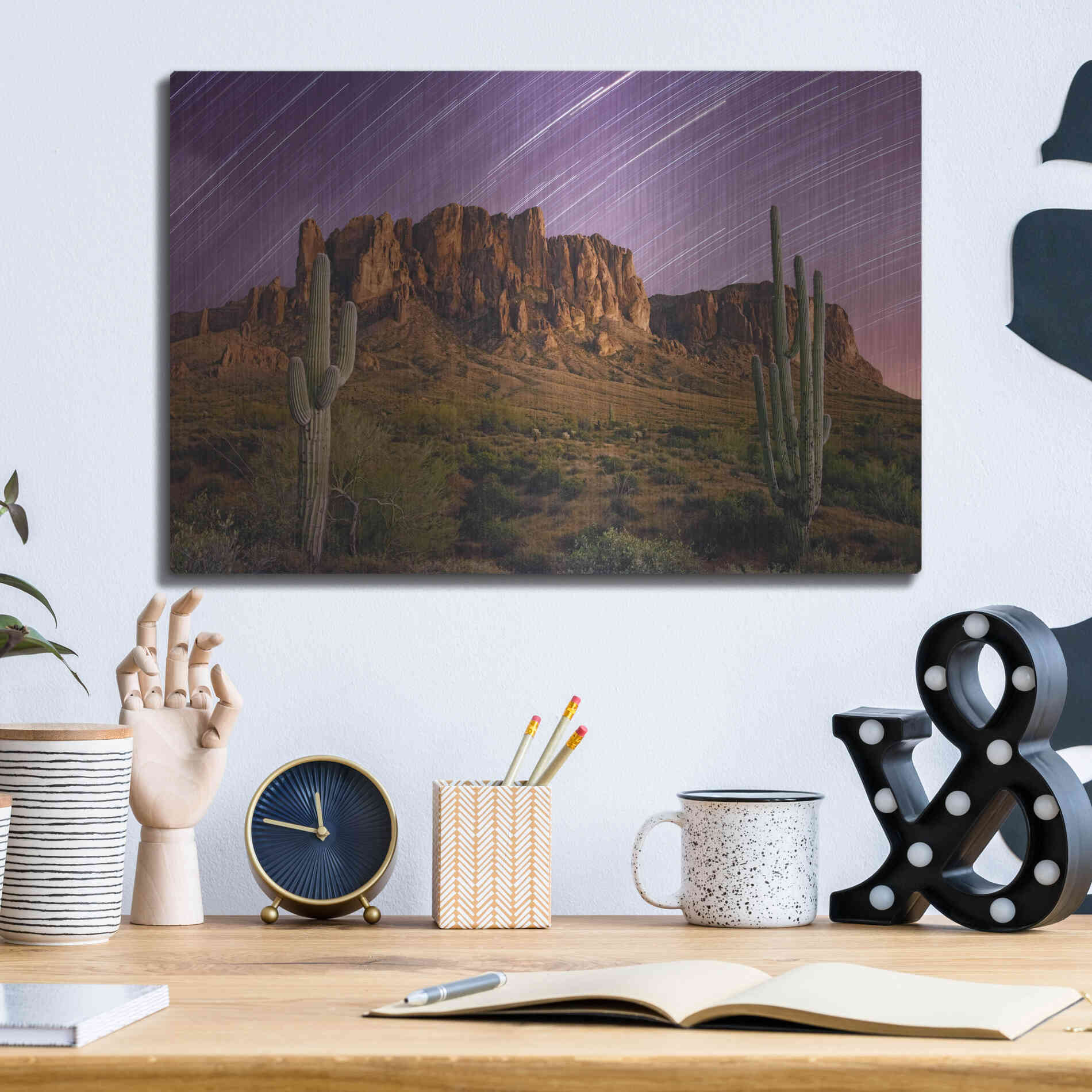 Luxe Metal Art 'Lost Dutchman Star Trails' by Mike Jones, Metal Wall Art,16x12