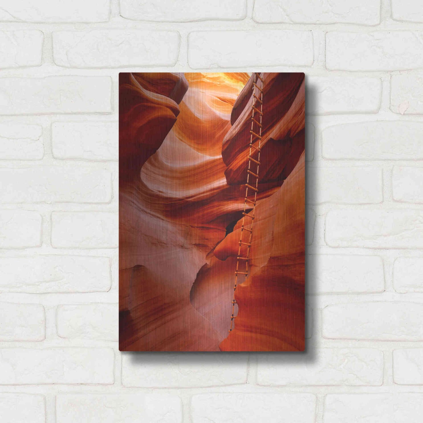 Luxe Metal Art 'Lower Antelope Canyon Ladder' by Mike Jones, Metal Wall Art,12x16