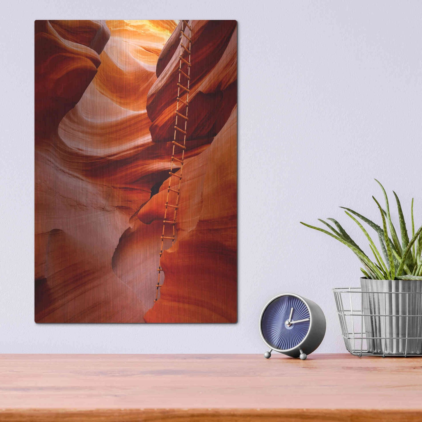 Luxe Metal Art 'Lower Antelope Canyon Ladder' by Mike Jones, Metal Wall Art,12x16