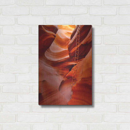 Luxe Metal Art 'Lower Antelope Canyon Ladder' by Mike Jones, Metal Wall Art,16x24