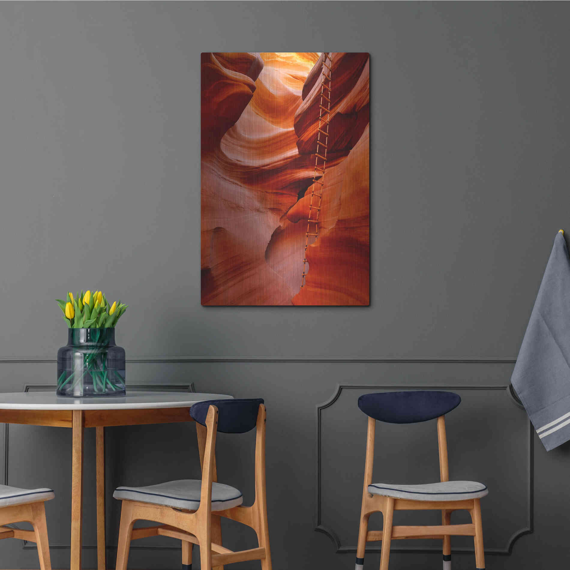 Luxe Metal Art 'Lower Antelope Canyon Ladder' by Mike Jones, Metal Wall Art,24x36