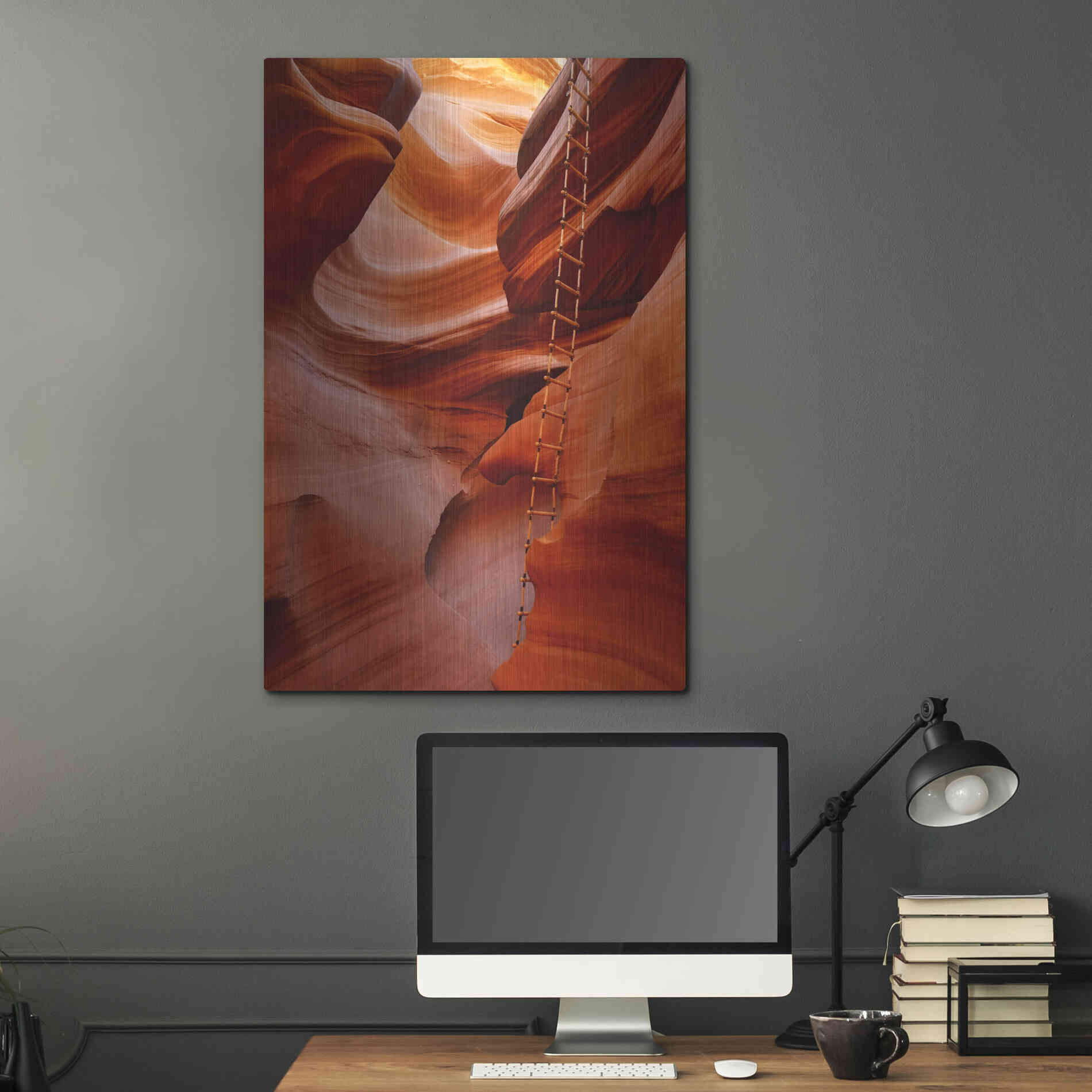 Luxe Metal Art 'Lower Antelope Canyon Ladder' by Mike Jones, Metal Wall Art,24x36