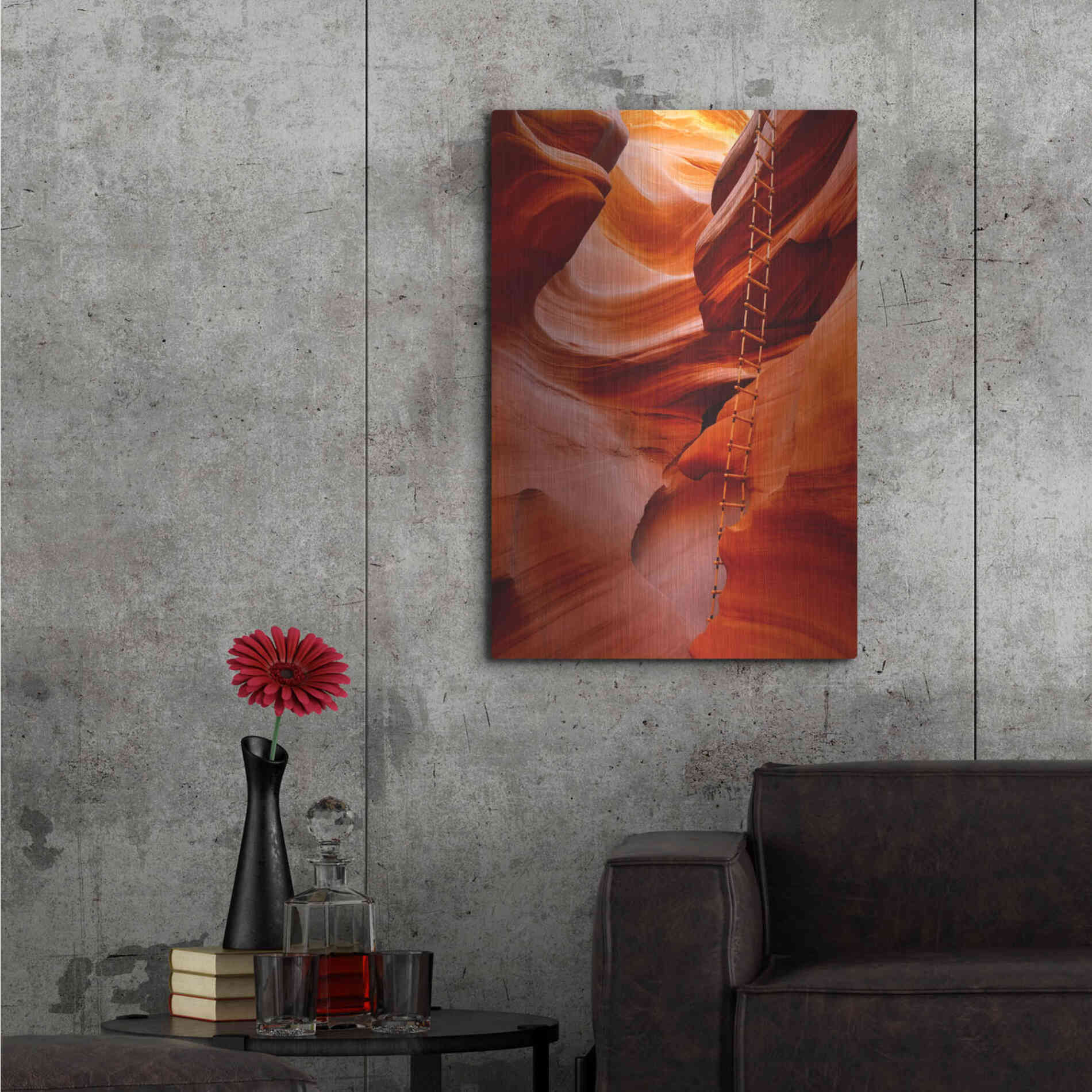 Luxe Metal Art 'Lower Antelope Canyon Ladder' by Mike Jones, Metal Wall Art,24x36