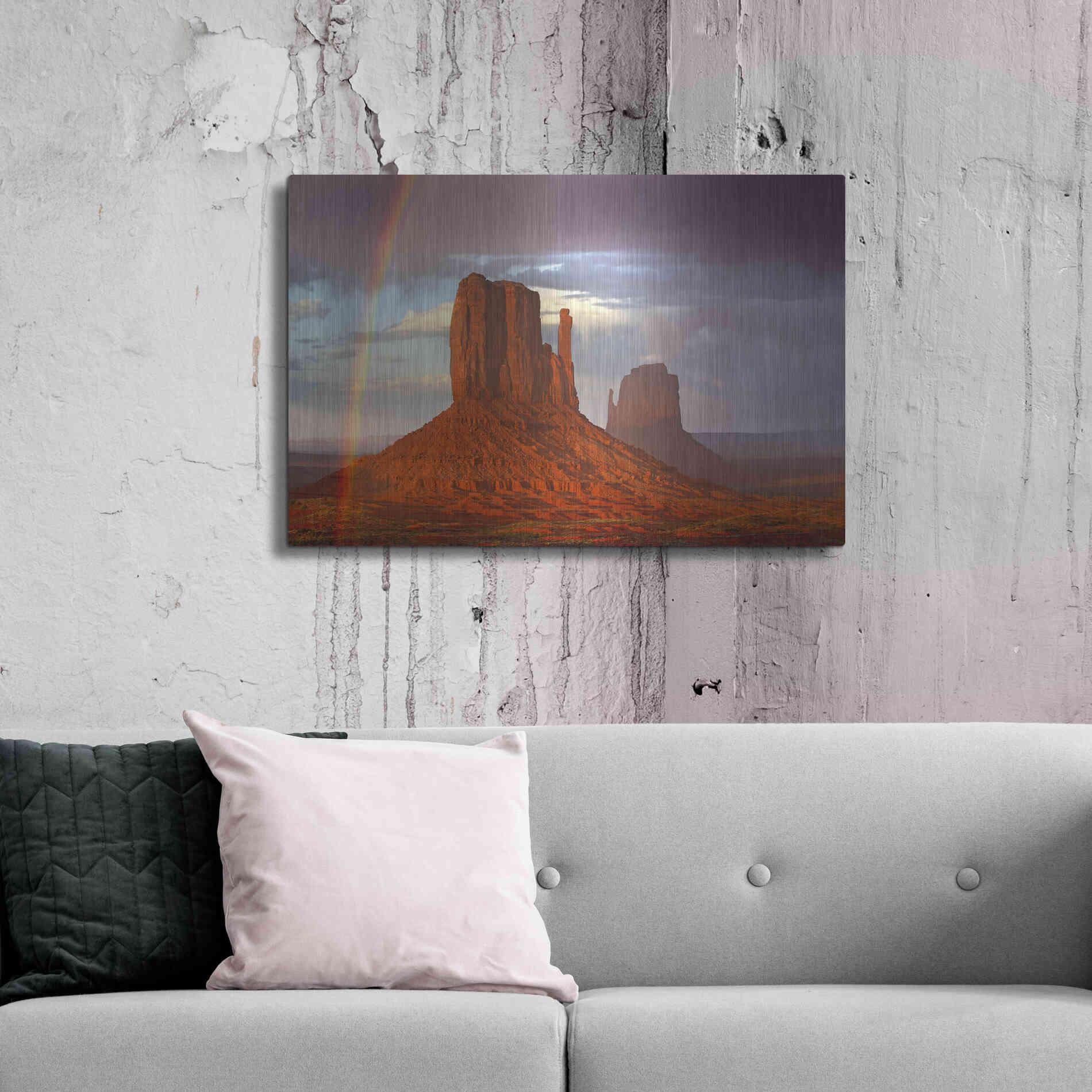 Luxe Metal Art 'Mittens Rainbow' by Mike Jones, Metal Wall Art,36x24
