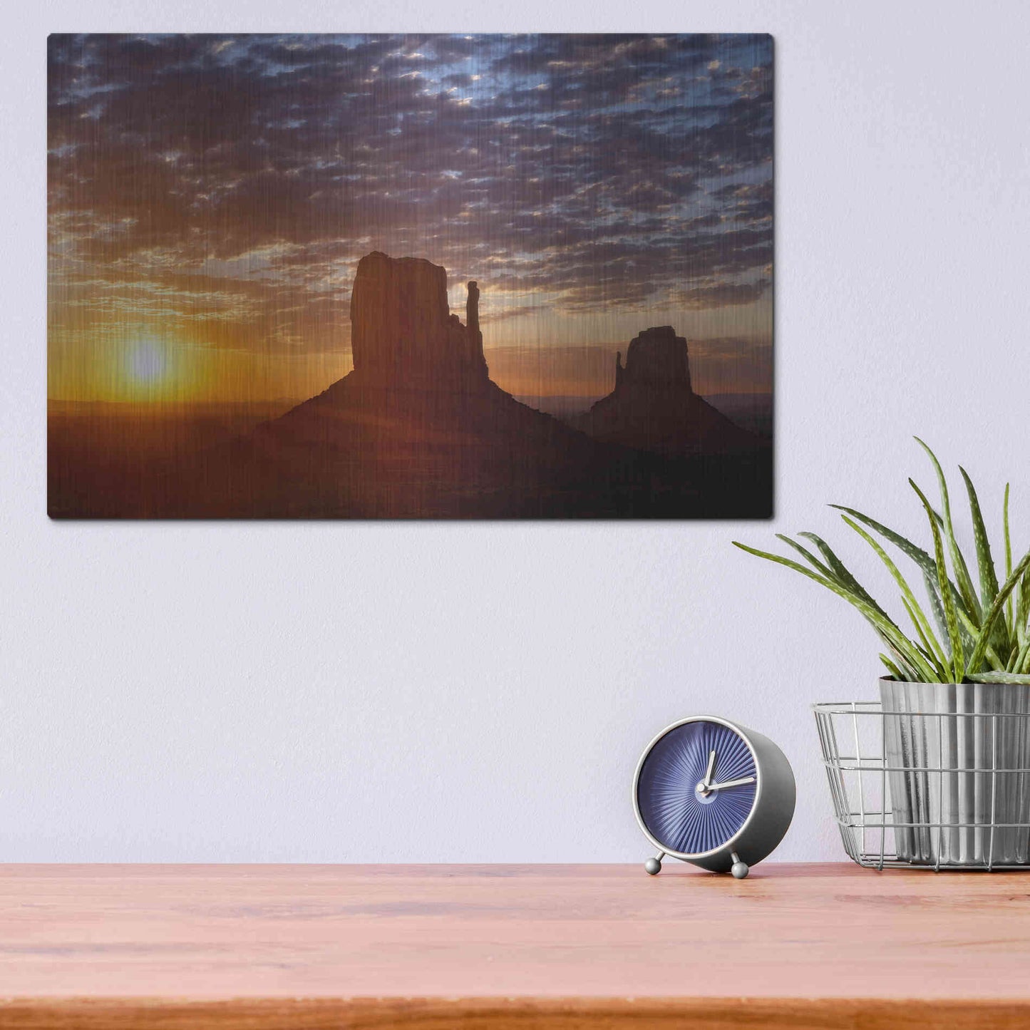 Luxe Metal Art 'Mittens Sunrise squeezecrop' by Mike Jones, Metal Wall Art,16x12