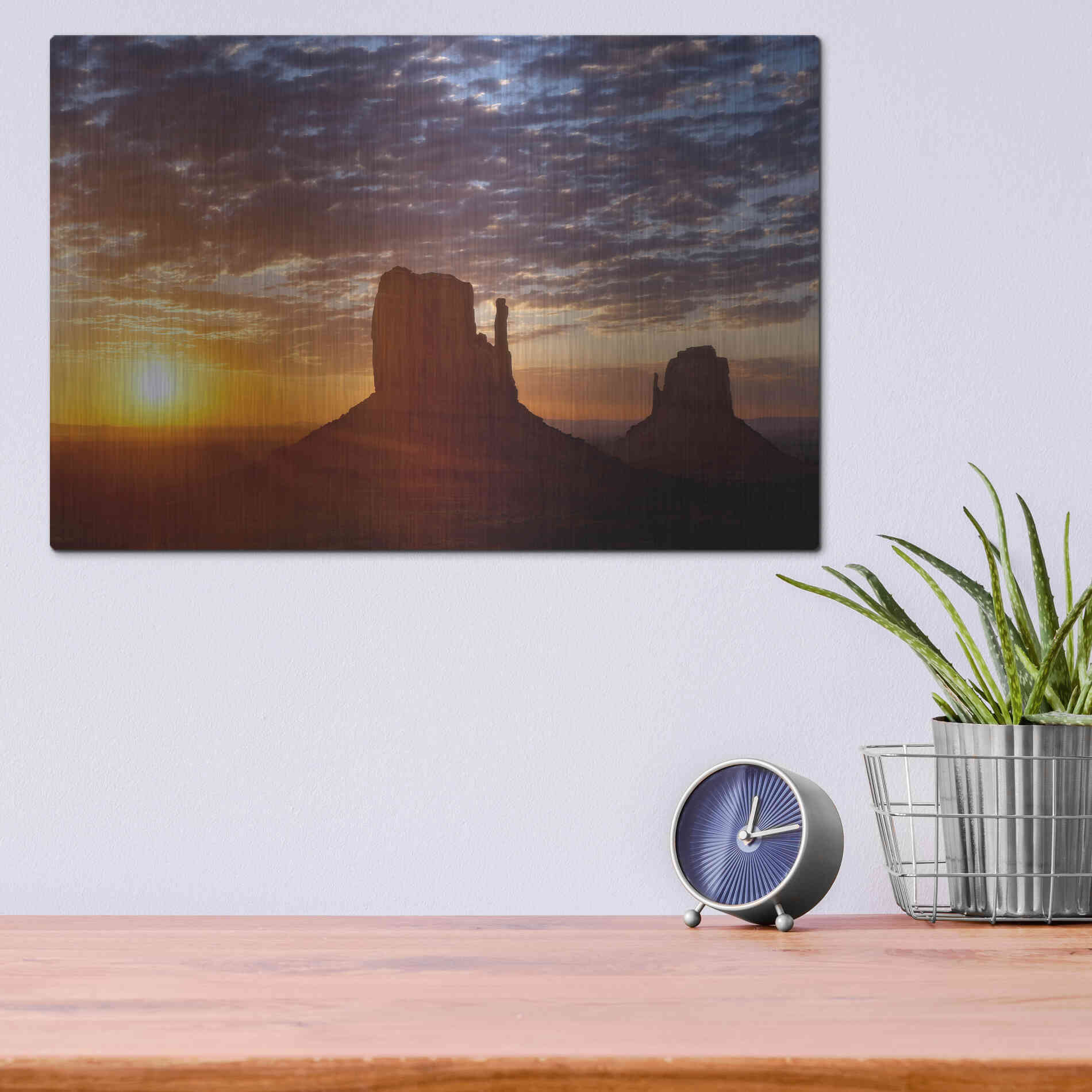 Luxe Metal Art 'Mittens Sunrise squeezecrop' by Mike Jones, Metal Wall Art,16x12