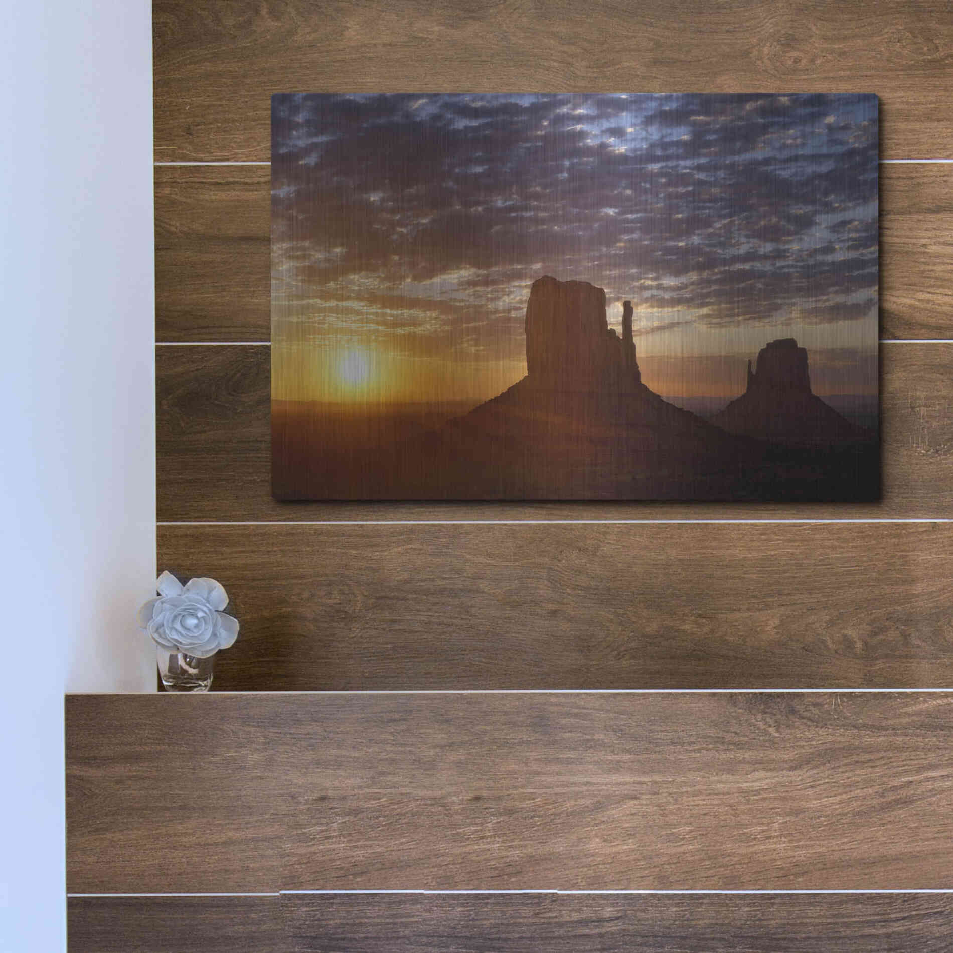 Luxe Metal Art 'Mittens Sunrise squeezecrop' by Mike Jones, Metal Wall Art,16x12
