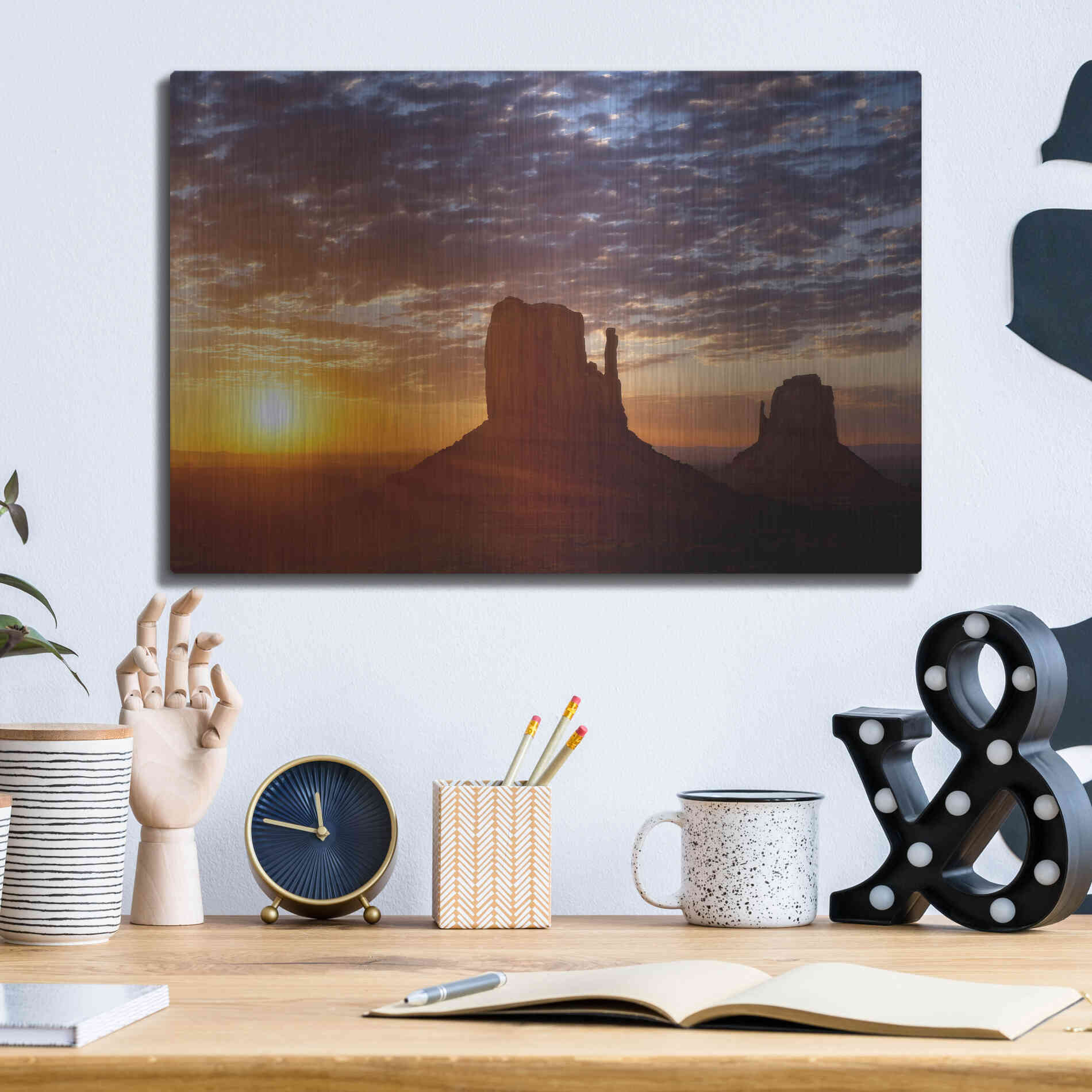 Luxe Metal Art 'Mittens Sunrise squeezecrop' by Mike Jones, Metal Wall Art,16x12